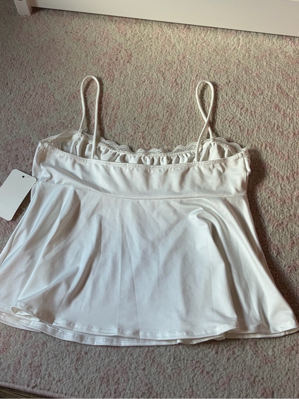 Cream/White Satin-Look Spaghetti Strap Camisole - Picture 2 of 5